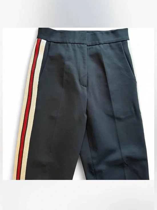Sandro Paris Black Track-Style Trousers with Red & White Side Stripe - Picture 3 of 7